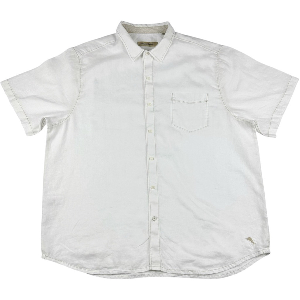 Tommy Bahama Linen Short Sleeve Casual Button Front Shirt Men’s Size XXL White